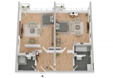 Visualisierungsvorschlag 2 x 1-Zimmer