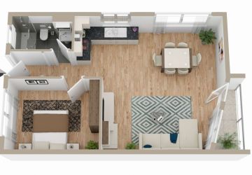 Visualisierung Grundriss 2 Zimmer