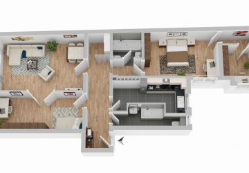 Visualisierungs Grundriss Wohnung 6+7